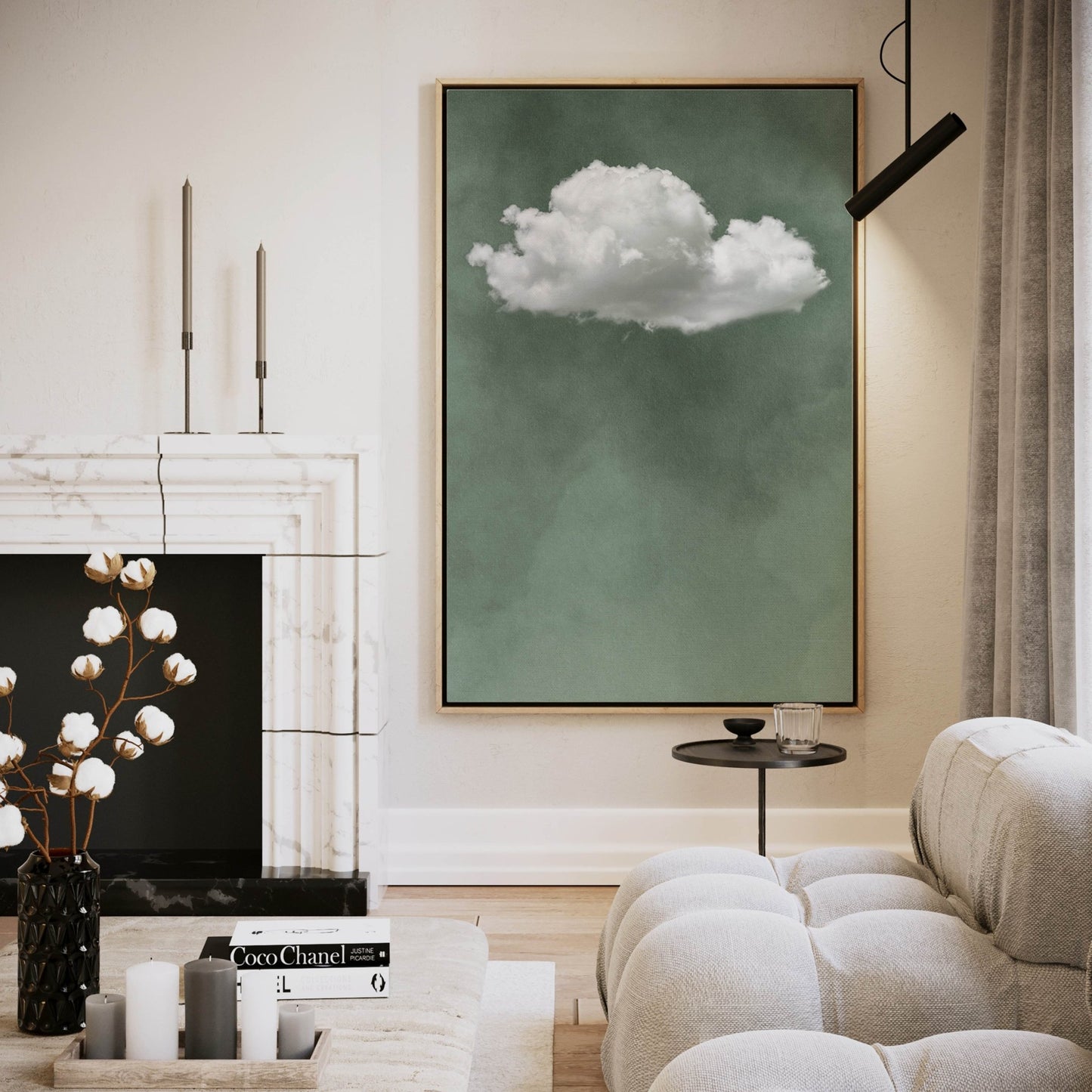 Storm Cloud Framed Canvas - Sage - AureousHome