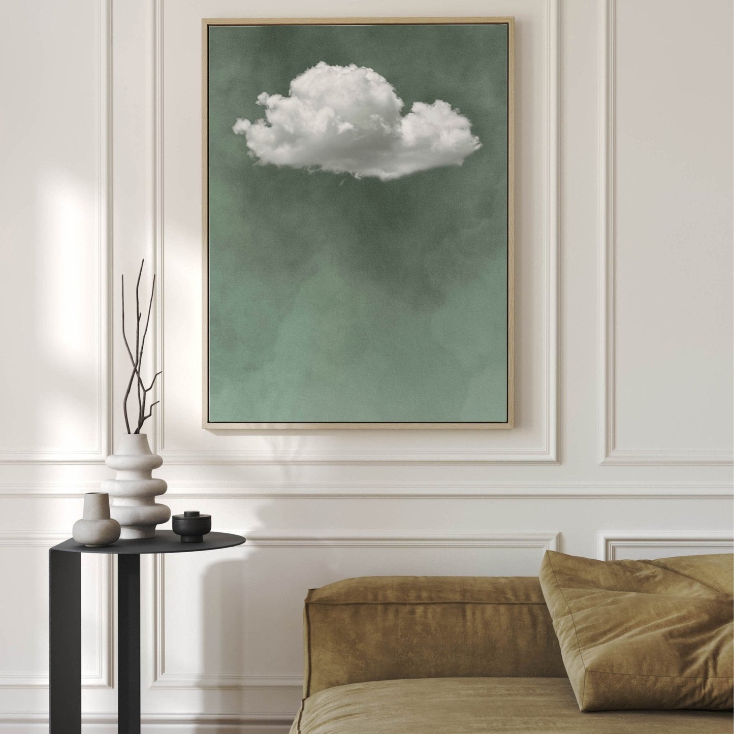 Storm Cloud Framed Canvas - Sage - AureousHome