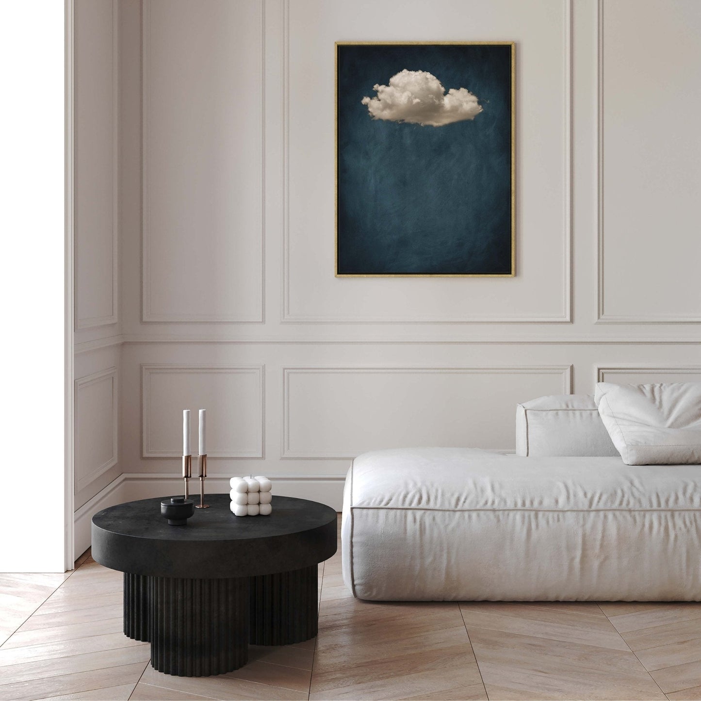 Storm Cloud Framed Canvas - Vintage Blue - AureousHome