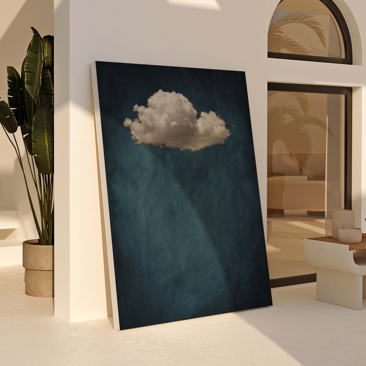 Storm Cloud Framed Canvas - Vintage Blue - AureousHome