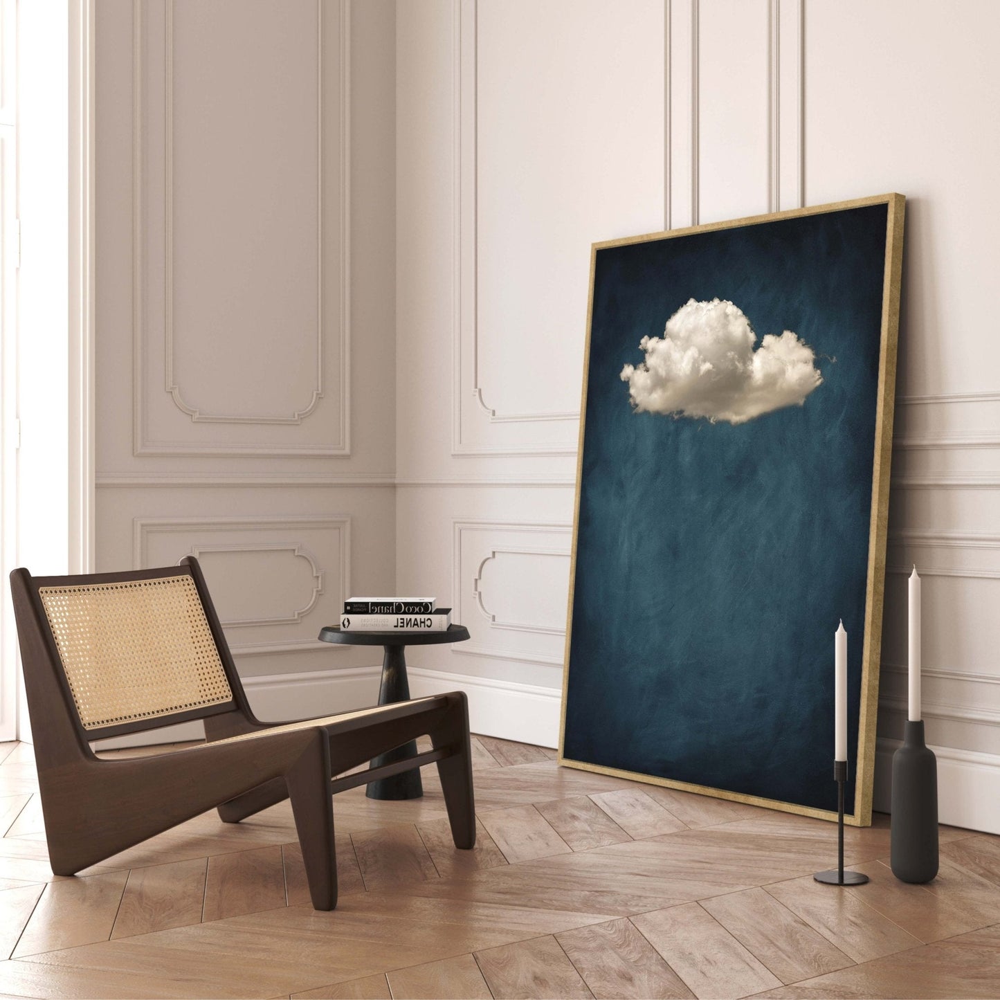 Storm Cloud Framed Canvas - Vintage Blue - AureousHome