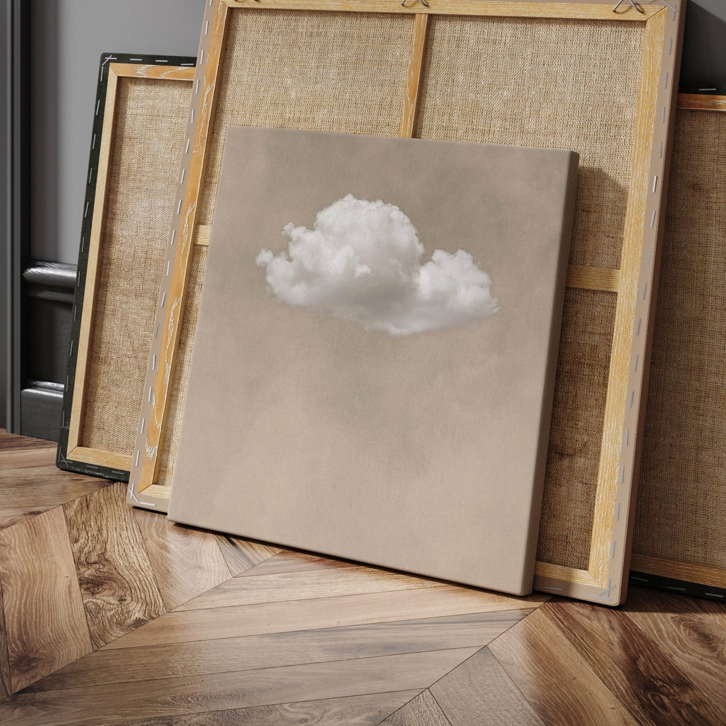 Storm Cloud Square Canvas - Beige - AureousHome