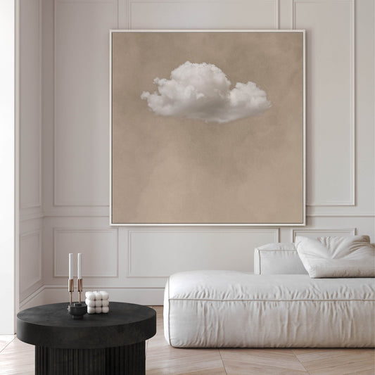 Storm Cloud Square Canvas - Beige - AureousHome