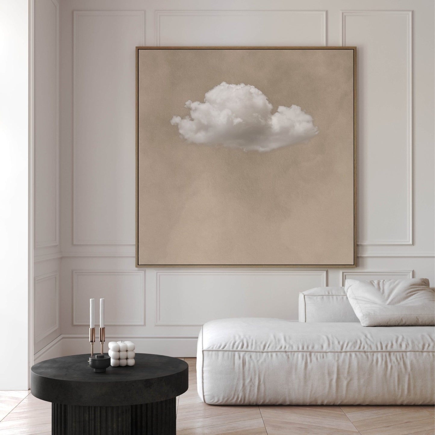Storm Cloud Square Canvas - Beige - AureousHome