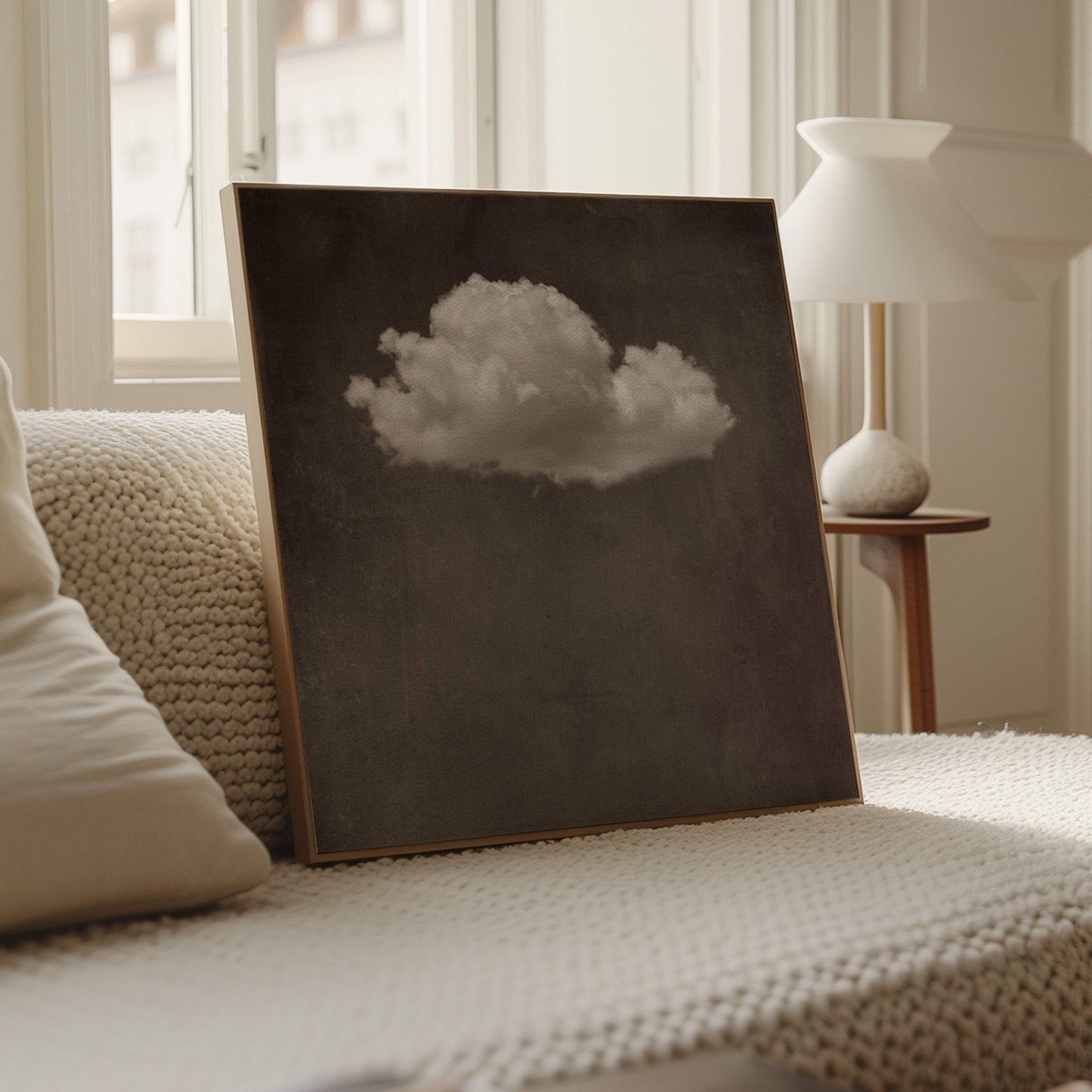 Storm Cloud Square Canvas - Brown - AureousHome