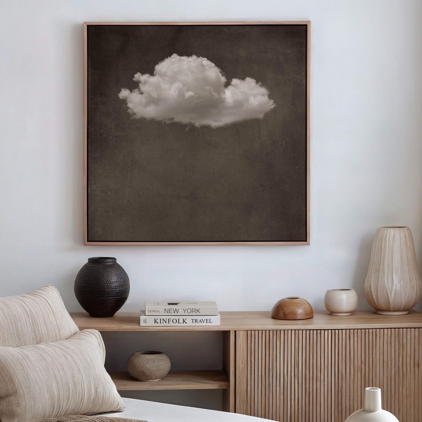 Storm Cloud Square Canvas - Brown - AureousHome