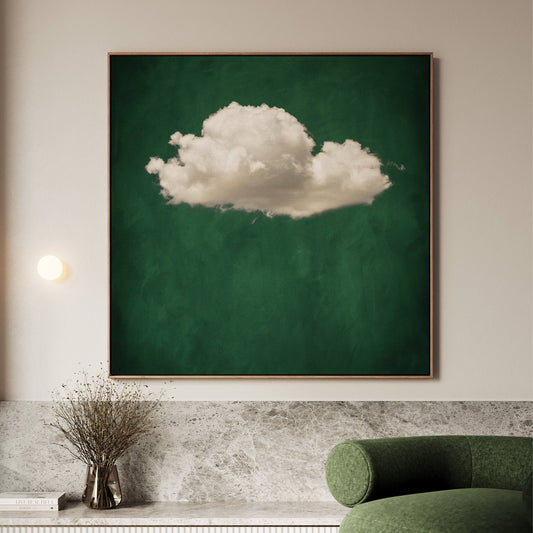 Storm Cloud Square Framed Canvas Art - Emerald - AureousHome