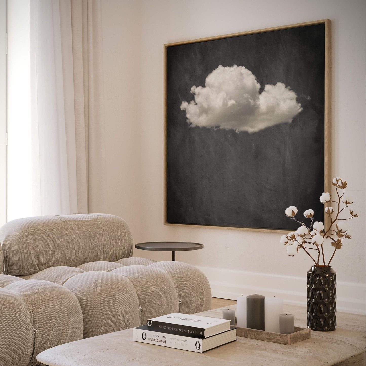 Storm Cloud Square Framed Canvas Art - Grey - AureousHome