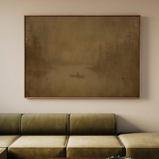 The Crossing Framed Canvas - Sepia / Horizontal - AureousHome