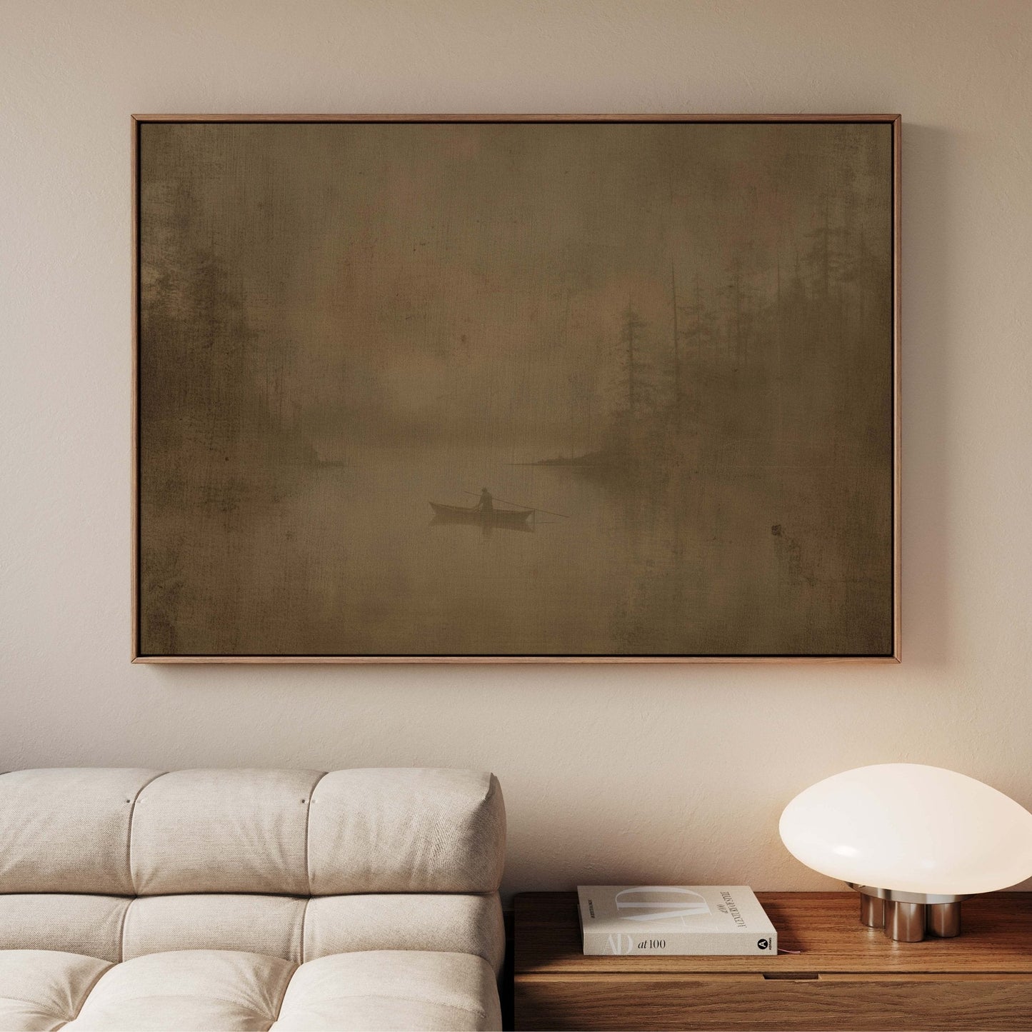 The Crossing Framed Canvas - Sepia / Horizontal - AureousHome