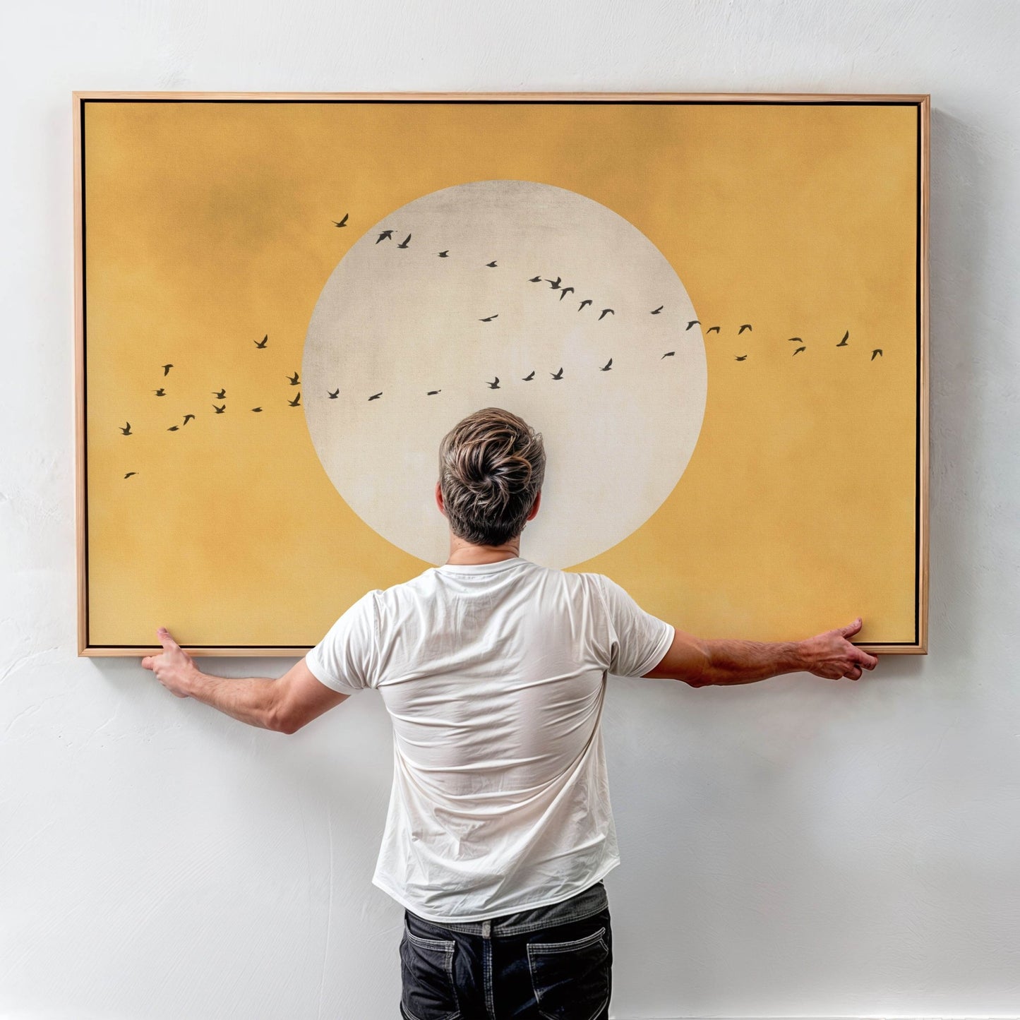 The Sun Framed Canvas - Yellow / Horizontal - AureousHome