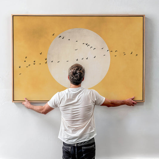 The Sun Framed Canvas - Yellow / Horizontal - AureousHome