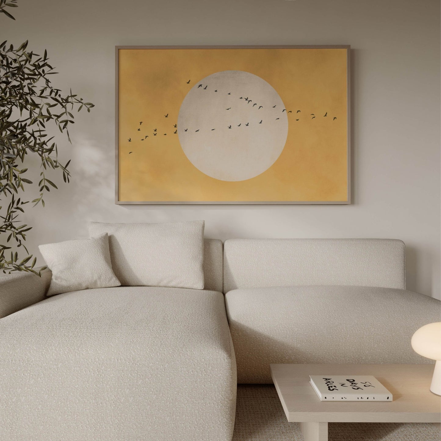 The Sun Framed Canvas - Yellow / Horizontal - AureousHome