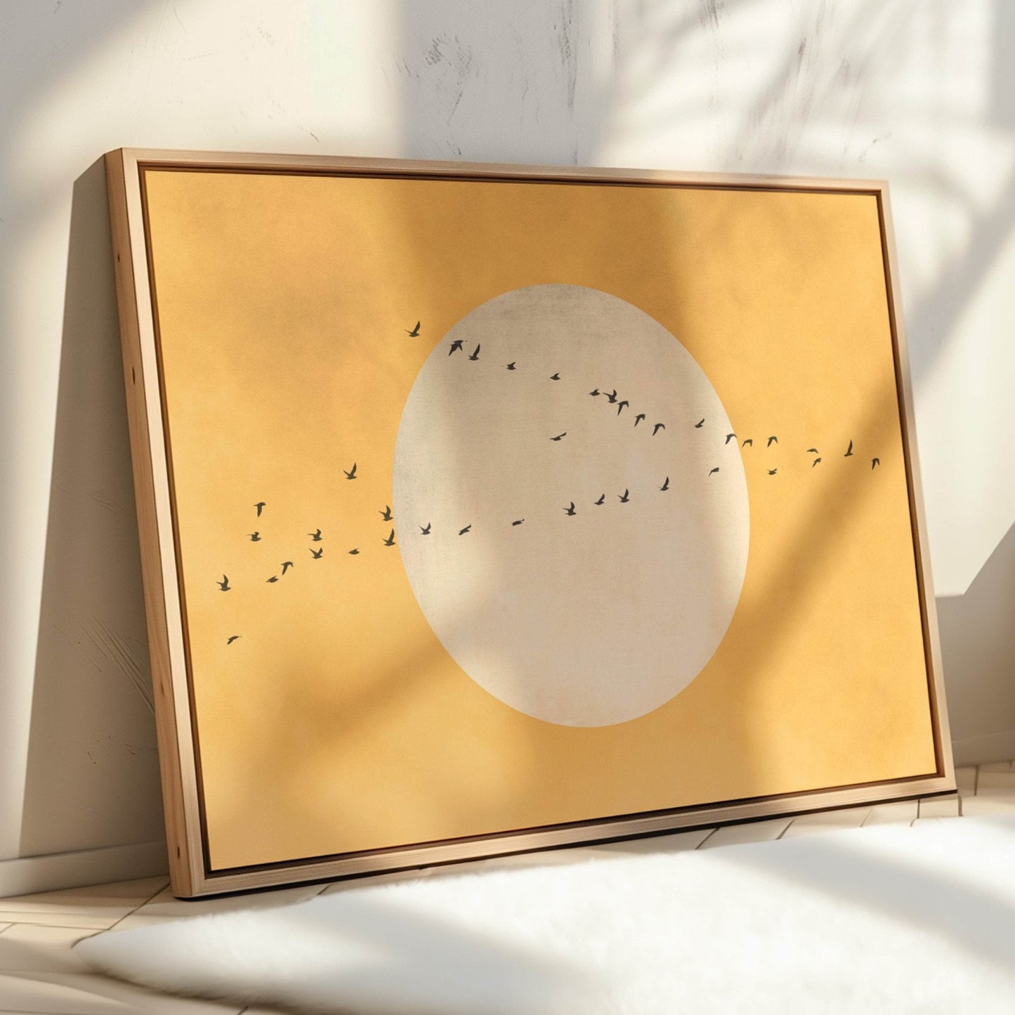 The Sun Framed Canvas - Yellow / Horizontal - AureousHome