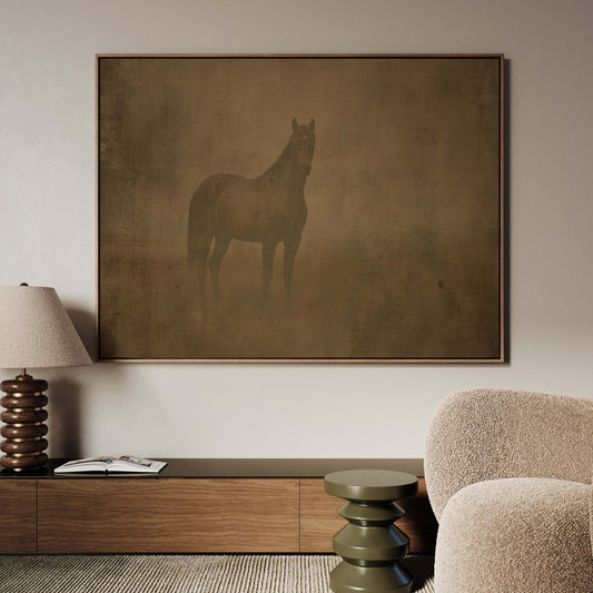 The Watcher Framed Canvas - Sepia / Horizontal - AureousHome
