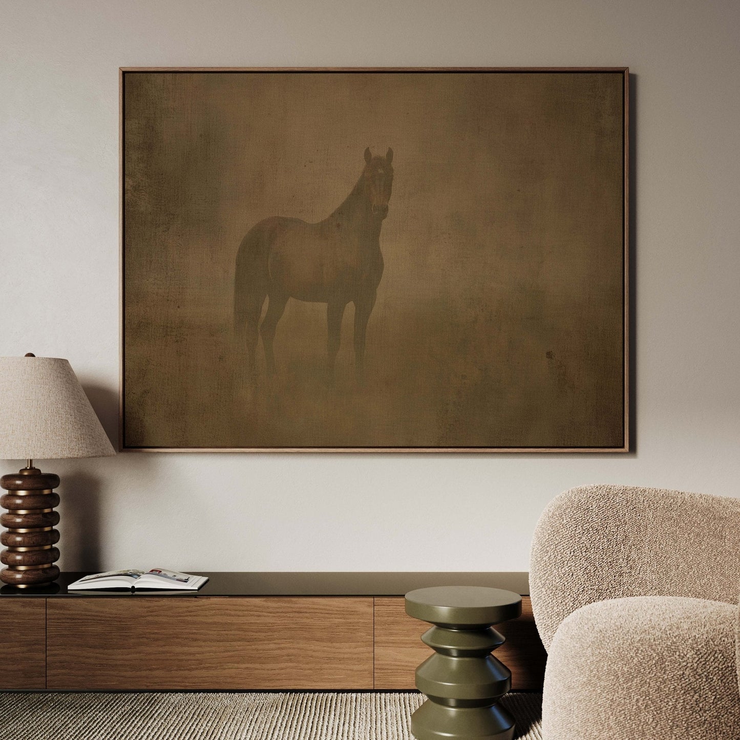 The Watcher Framed Canvas - Sepia / Horizontal - AureousHome