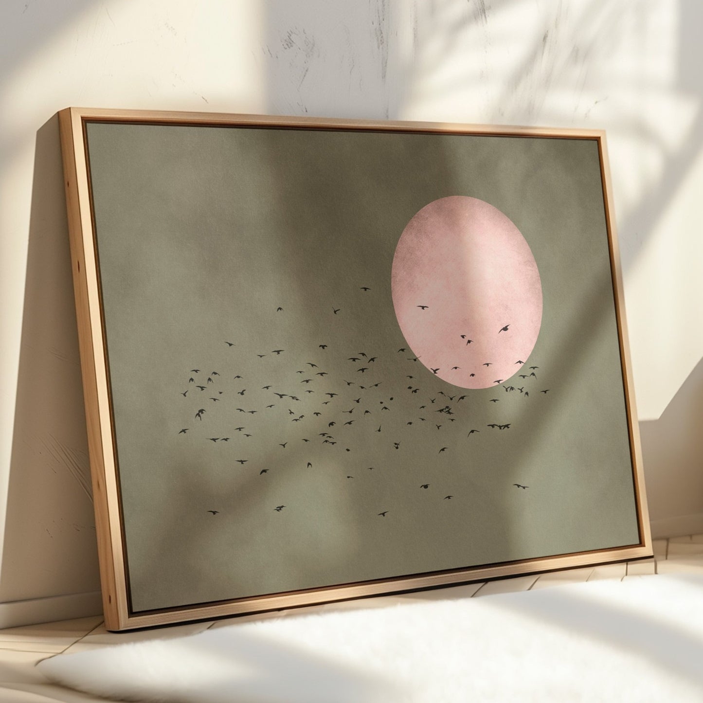 Tsuki Framed Canvas - Horizontal / Olive - AureousHome