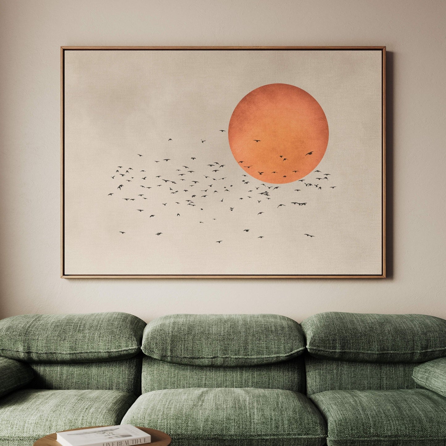 Tsuki Framed Canvas - Horizontal / Orange - AureousHome