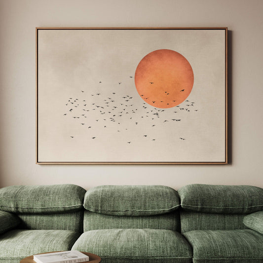 Tsuki Framed Canvas - Horizontal / Orange - AureousHome