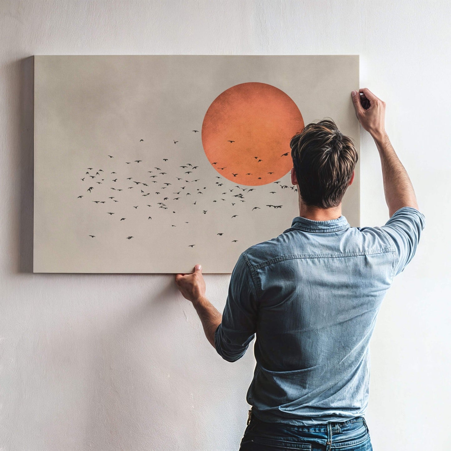 Tsuki Framed Canvas - Horizontal / Orange - AureousHome