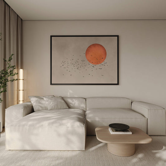 Tsuki Framed Canvas - Horizontal / Orange - AureousHome