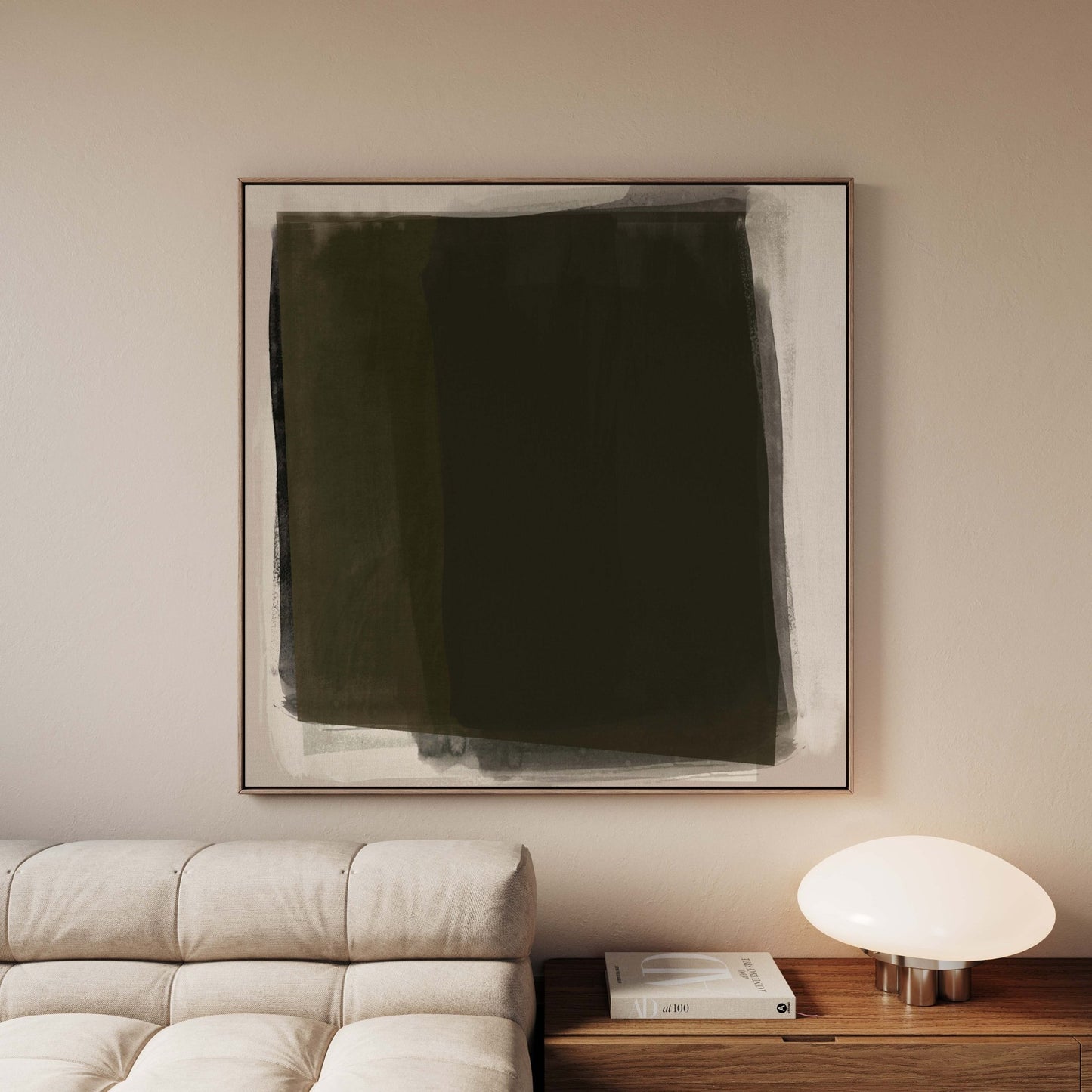 Veil Framed Canvas - Deep Olive - AureousHome