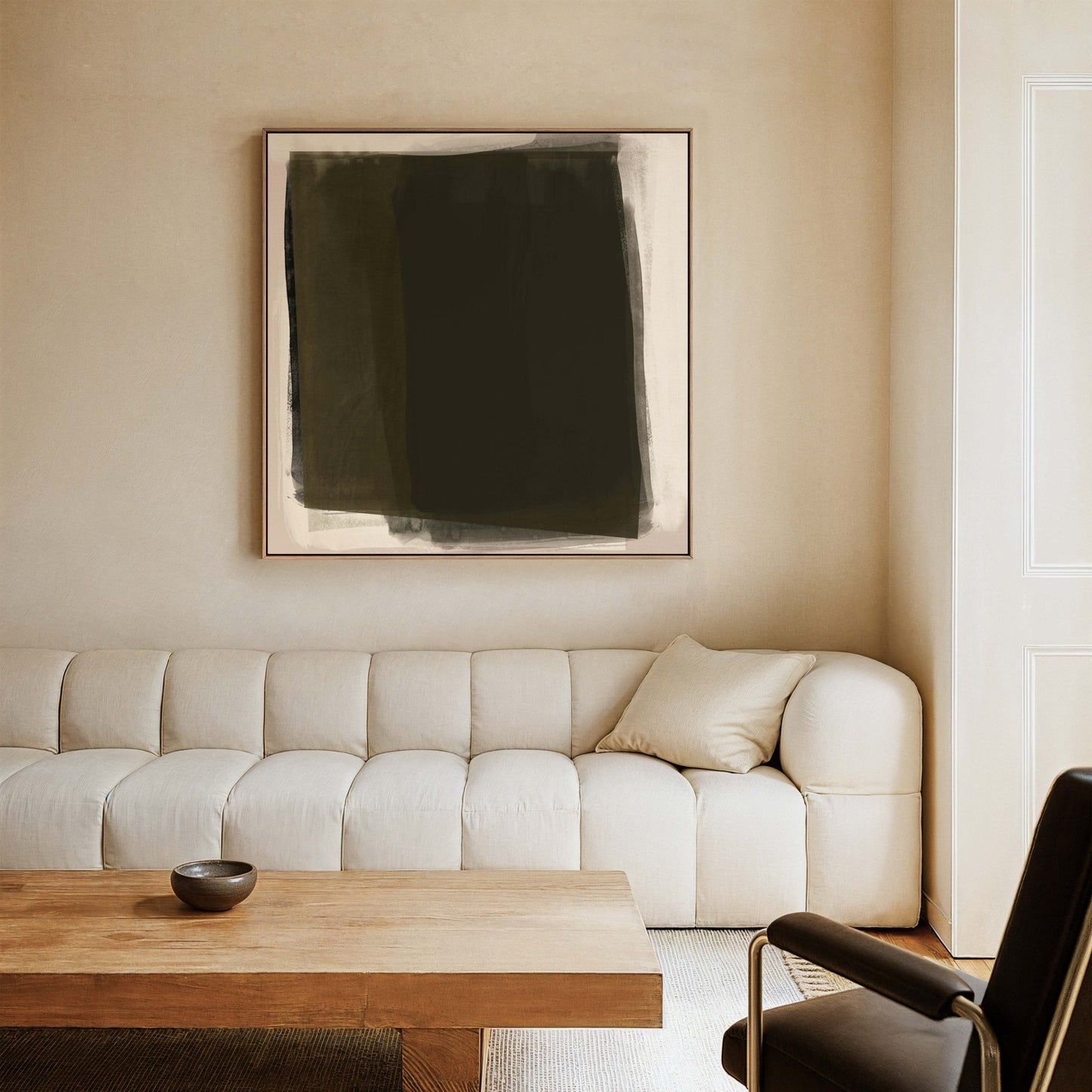 Veil Framed Canvas - Deep Olive - AureousHome