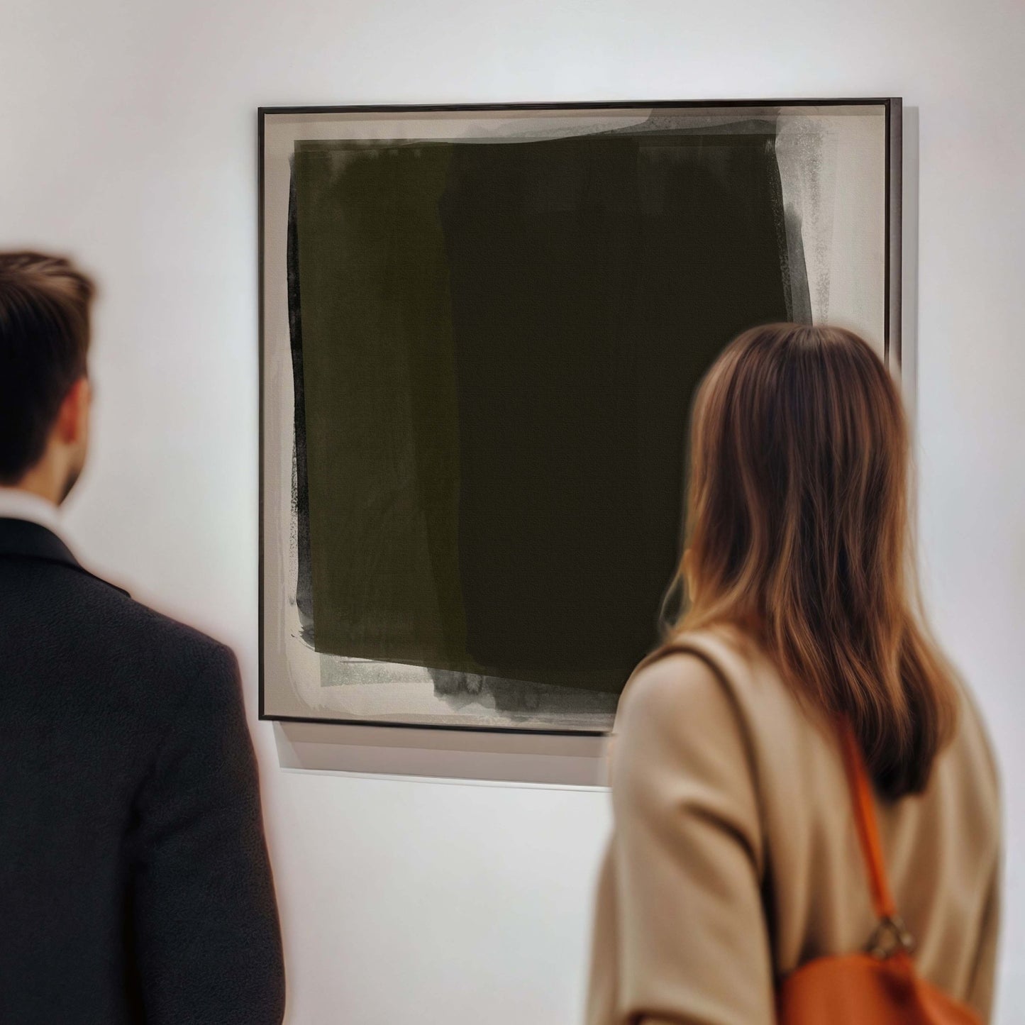 Veil Framed Canvas - Deep Olive - AureousHome