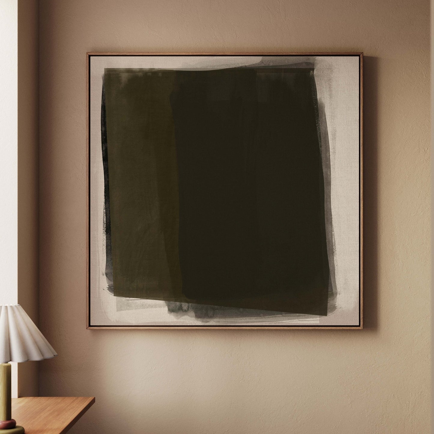 Veil Framed Canvas - Deep Olive - AureousHome