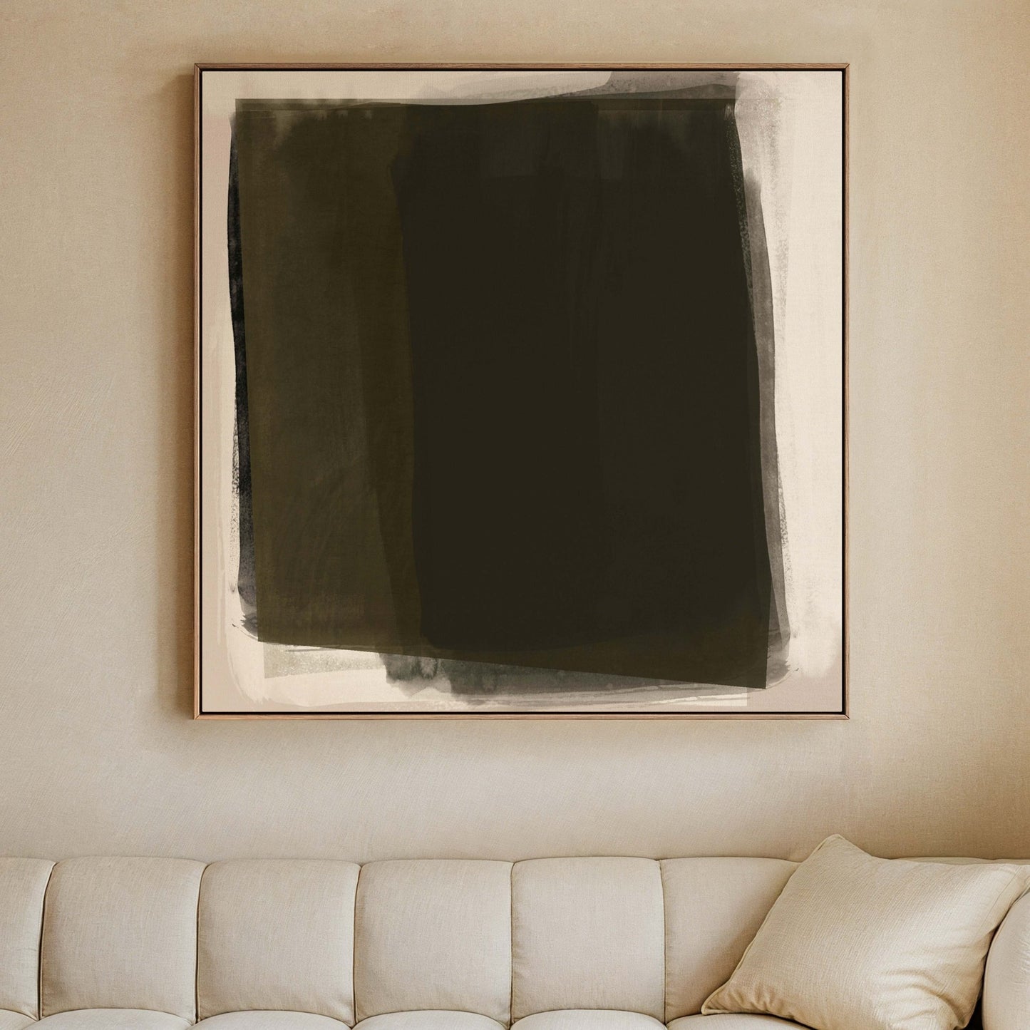 Veil Framed Canvas - Deep Olive - AureousHome