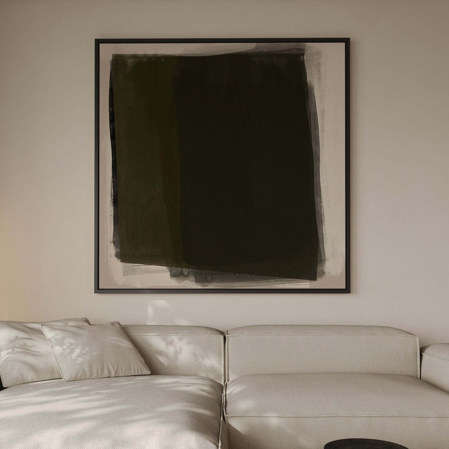 Veil Framed Canvas - Deep Olive - AureousHome