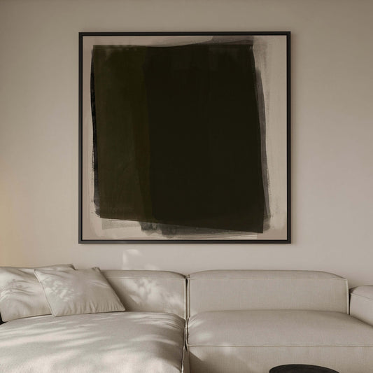 Veil Framed Canvas - Deep Olive - AureousHome