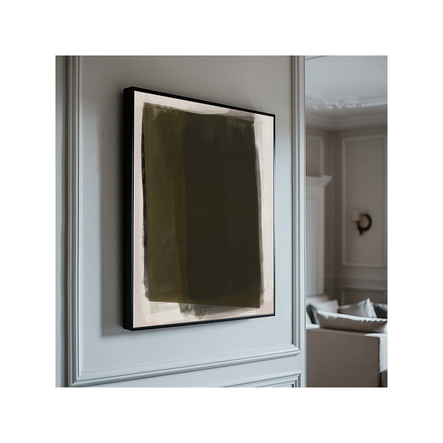 Veil Framed Canvas - Deep Olive - AureousHome