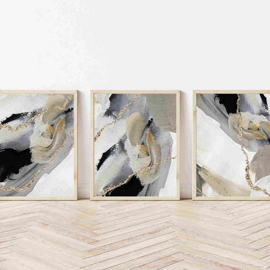 Wabi Sabi Trio - Grey / Gold - AureousHome