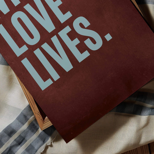 Where Love Lives - Burgundy / Powder Blue - AureousHome