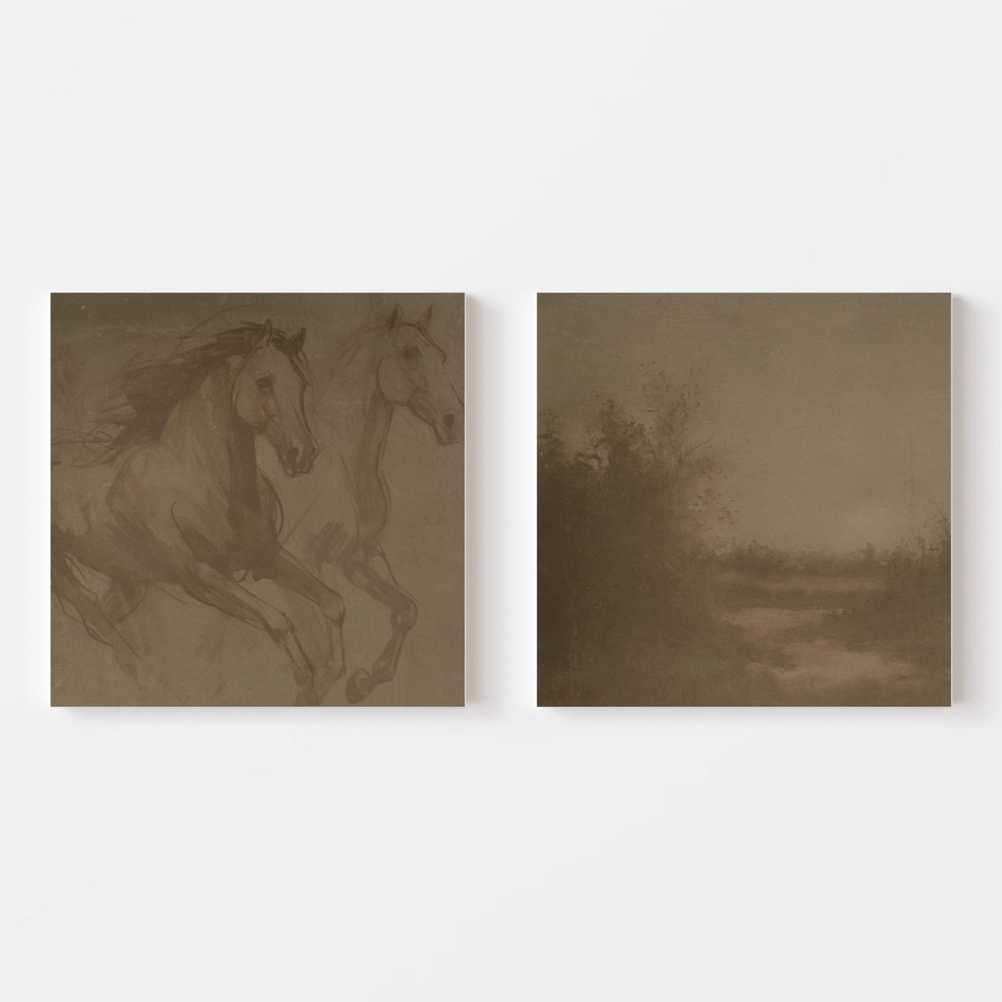 Wild Horses Square Framed Canvas Duo - AureousHome