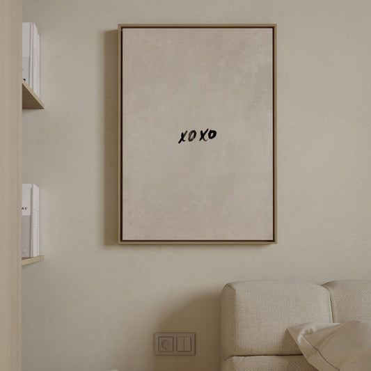XOXO Framed Canvas - Neutral - AureousHome