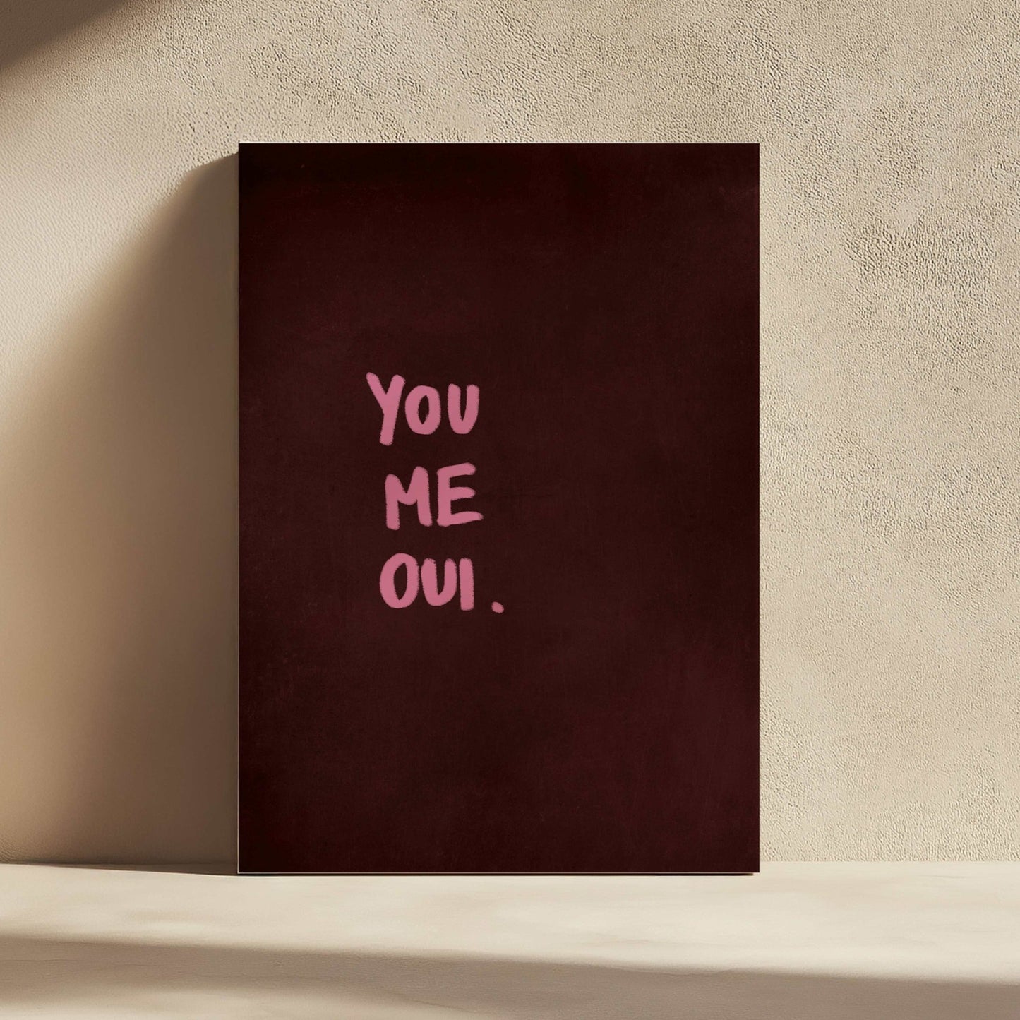 You Me Oui Framed Canvas - Burgundy - AureousHome