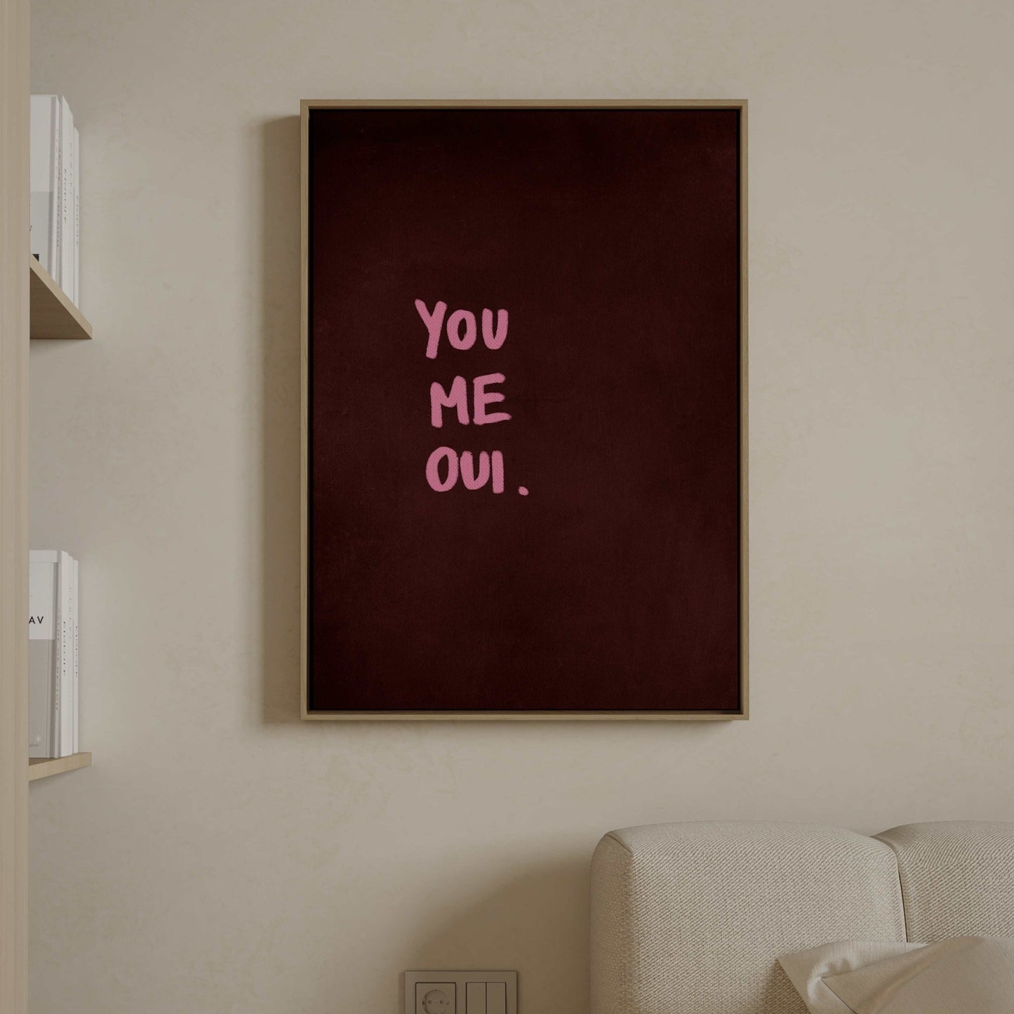 You Me Oui Framed Canvas - Burgundy - AureousHome