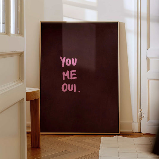 You Me Oui Framed Canvas - Burgundy - AureousHome