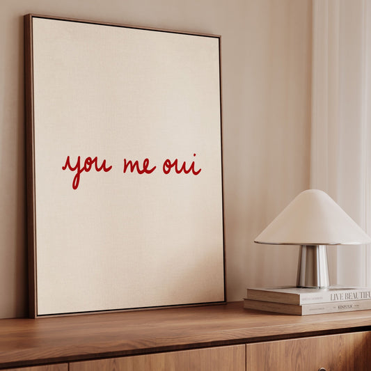 You Me Oui Framed Canvas - Red - AureousHome