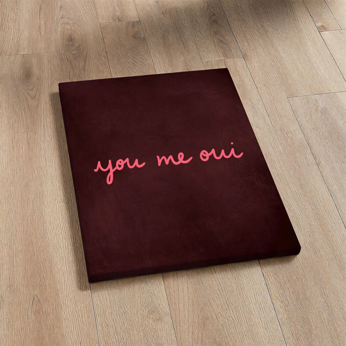 You Me Oui Framed Canvas - Rose / Merlot - AureousHome