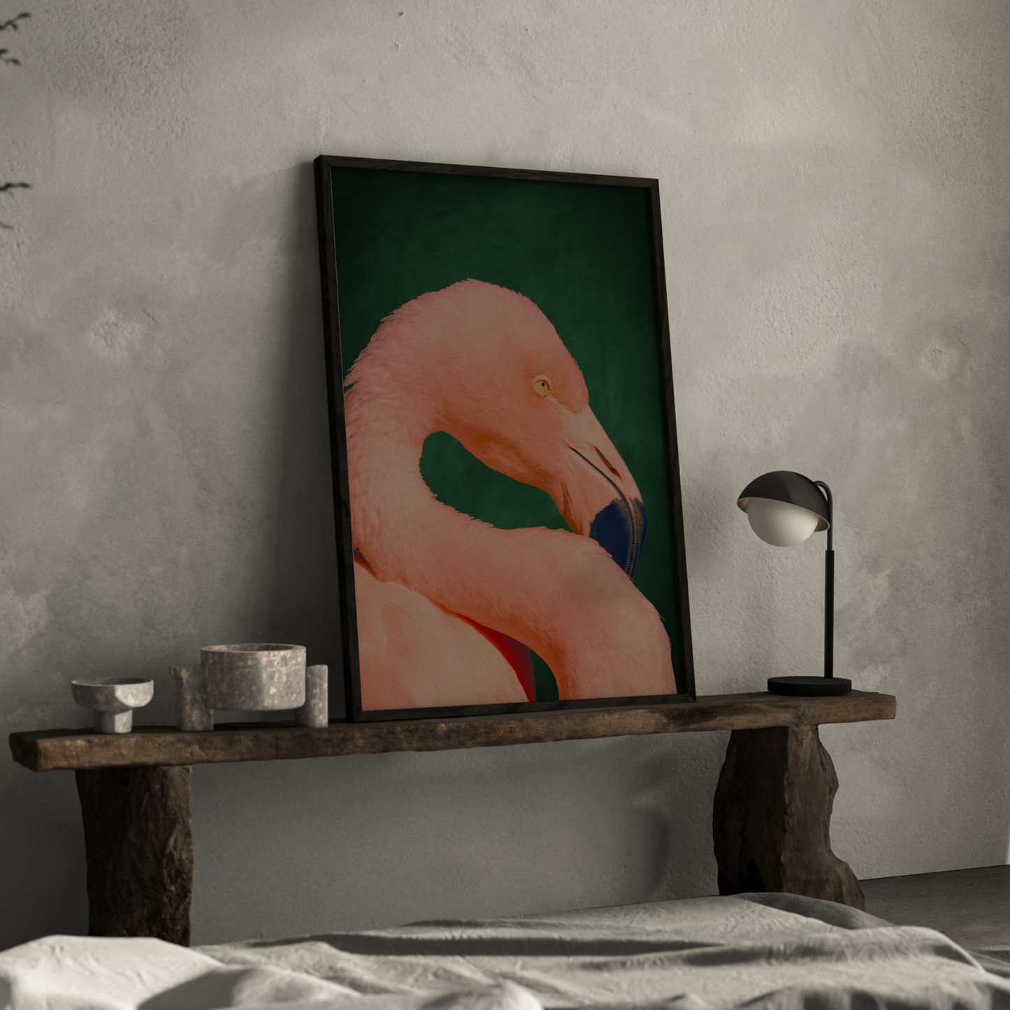 Emerald And Pink Flamingo Wall Art Print 