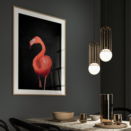 Flamingo Black Wall Art Print 