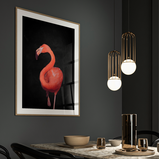 Flamingo Black Wall Art Print