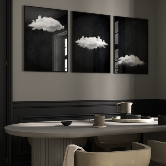 Black Cloud Trio Wall Art Prints - Set Of 3