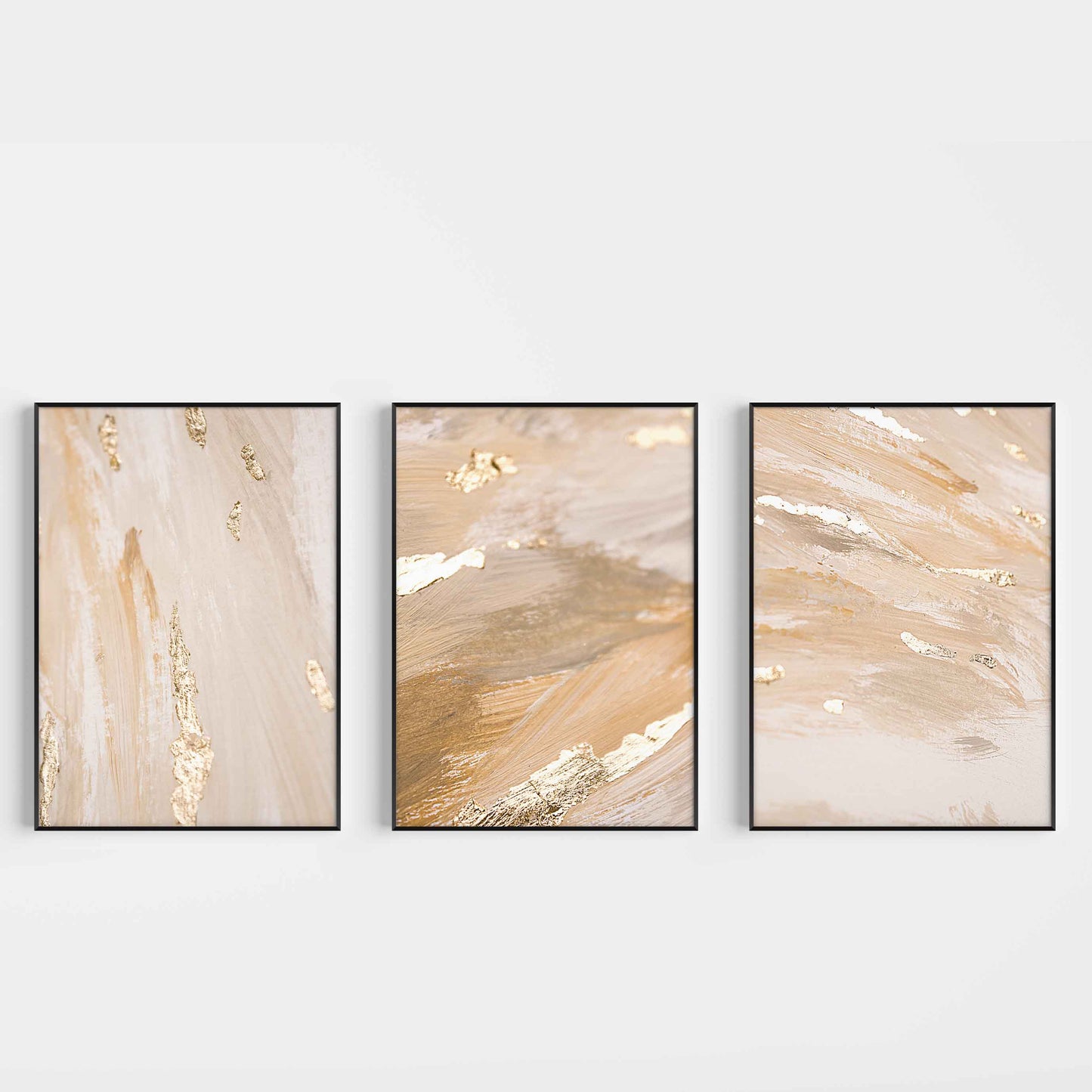 Gold Flash Abstract Wall Art Prints - Set Of 3