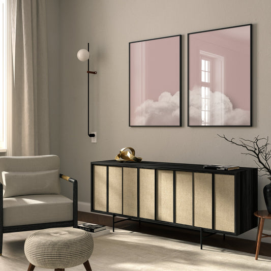 Pink cloud wall art prints - set of 2