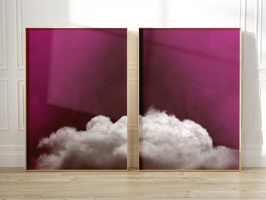 Pink Cloud Wall Art Prints - Set of 2
