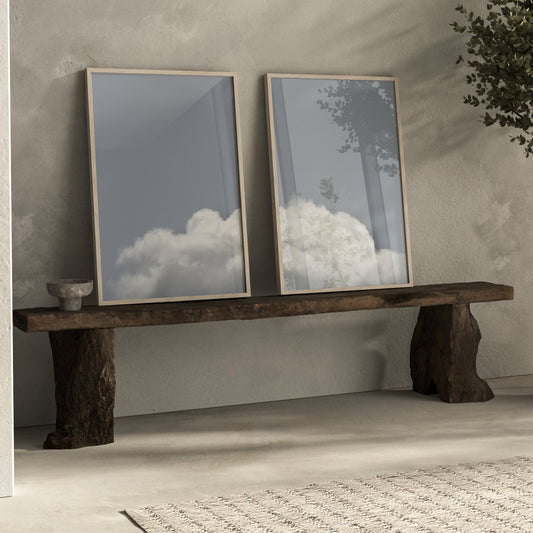 Sky Blue Cloud Wall Art Prints - Set of 2